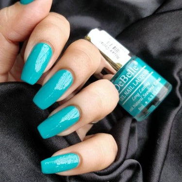 DeBelle Gel Nail Polish Royale Cocktail (Turquoise Blue Nail Paint)|Non UV - Gel Finish |Chip Resistant | Seaweed Enriched Formula| Long Lasting|Cruelty and Toxic Free| 8ml Glossy Finish